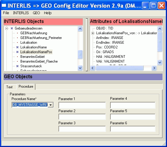 Konfigurationseditor GEOEDit Beispiel DB Procedure